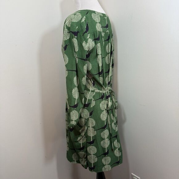 Anthropologie Maeve Devery Green Bird Print Dress XS ASO TV Last Man Standing - Picture 5 of 16